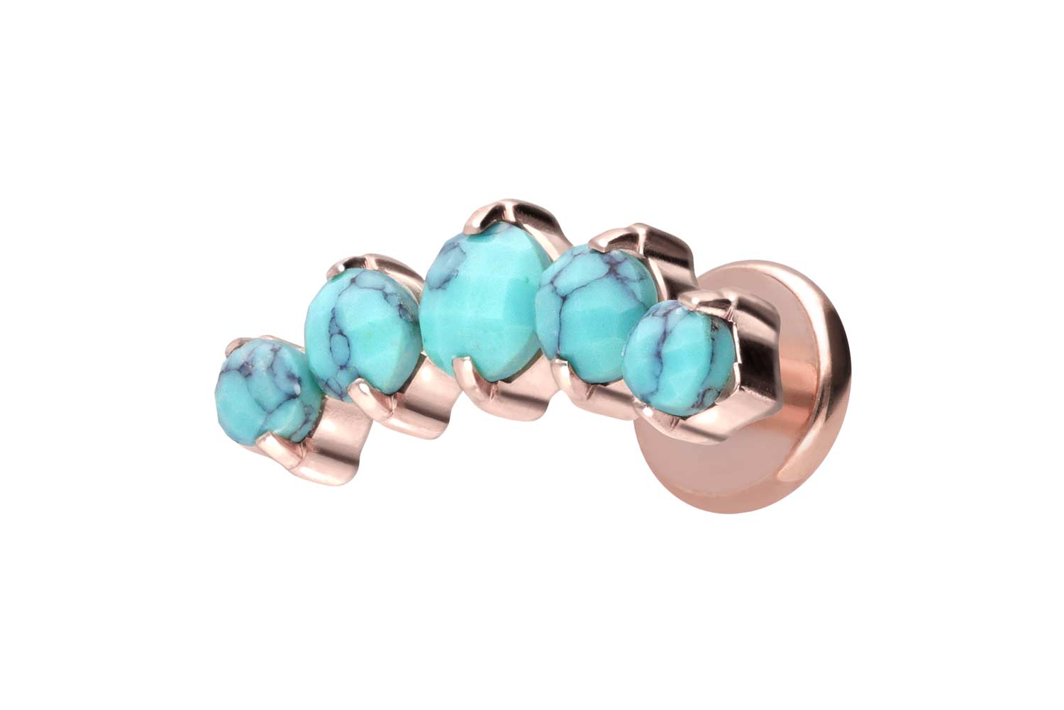 Titan Labret Piercing mit Innengewinde 5 SYNTHETISCHE TÜRKISE